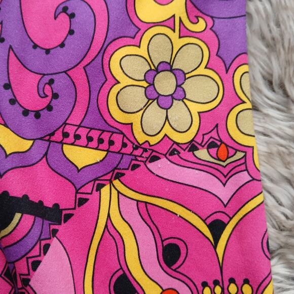 Leg Avenue Women’s Go Go Girl Dress M Pink Psychedelic Floral Print Bell Sleeve - Picture 12 of 13
